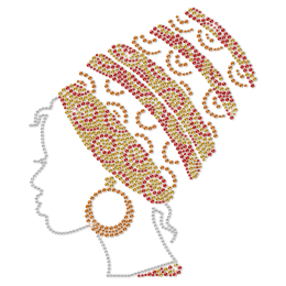 Afro Girl With Headscarf Rhinestone Transfer